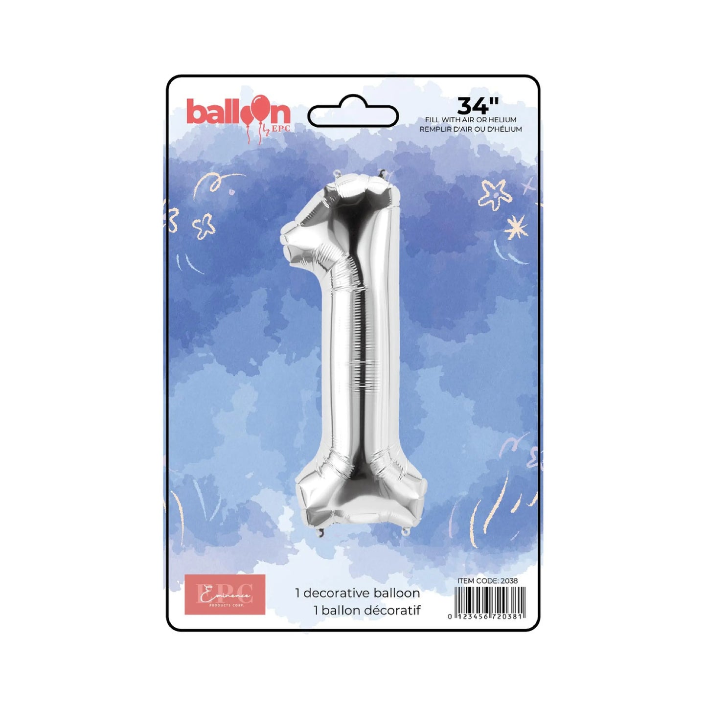 FOIL NUMBER 1 BALLOON - SILVER 34-INCH